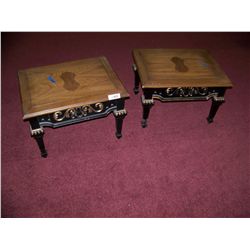 PAIR OF ELEGANT & BLACK & WOOD SIDE TABLES