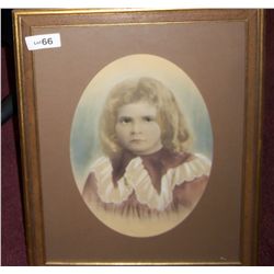 ANTIQUE HAND COLORED PHOTOGRAPH OF A YOUNG GIRL