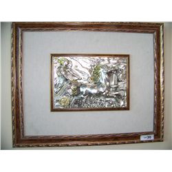 PAOLO SCHRALDI SILVER PLATED CUSTOM FRAMED BAS RELIEF ARTWORK "G' ARTE"