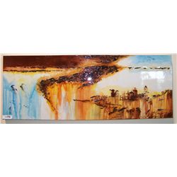 ABSTRACT DESERT LANDSCAPE, ORIGINAL OIL ON CANVAS 18T X 47W