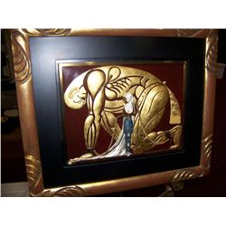 ERTE "SAMSON &  DELILAH" BRONZE BAS RELIEF SCULPTURE 23 X 20 X 2.5 IN.