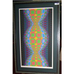 VICTOR VASARELY "KABBA II" LIMITEED EDITION SERIGRAPH #90/ 250 FRAMED 46T X 30W