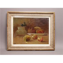 Still Life Oil on Panel By Georg Vilhem Pauli