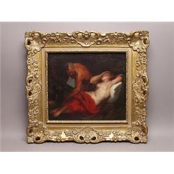 17thC. Oil on Panel, Satyr and Nymph