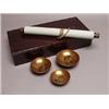 Image 1 : Rare & Fine Lacquer Saki Cups & Scroll 19th C.