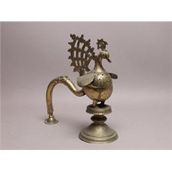 19th C. Moghul Brass Peacock Censer