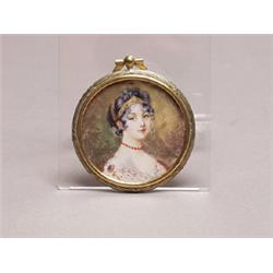 Old Painted Miniature of a French Comtess