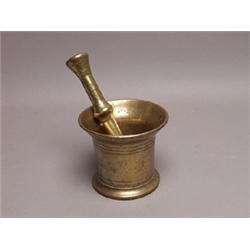 18th C. Continental Brass Mortar & Pestle