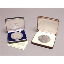 Two Cased Sterling Medallions