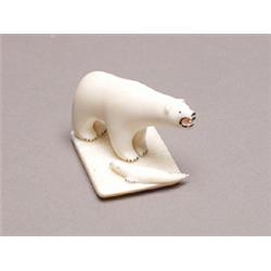 Old Carved Walrus & Ivory Polar Bear C.1930