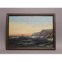 Oil on Board - Seascape Signed H. Martin
