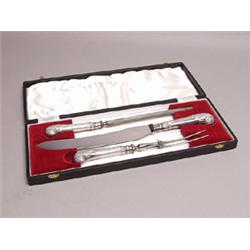 Encased Sterling Handled Carving Set