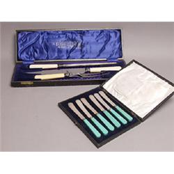 Two Cased Sets: Cuttlery Service & Butter Knives