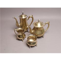Antique English Brass 4 Piece Tea Service