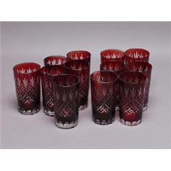12 Bohemia Red Crystal Glasses