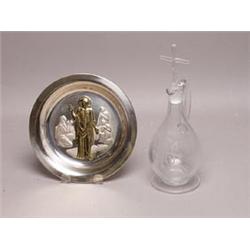 Franklin Mint Silver Easter PLate and Glass Holy Water Vase