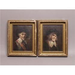 Pair of Small Signed Portrait Oils 