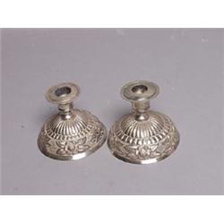 Pair of Mexican Sterling Candlesticks Signed Furado Sterling
