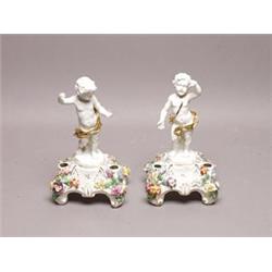 Pair of Dresden Putti Figurals 