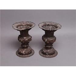 Pair of 18th C. Italian Baroque Repousse Copper Urns