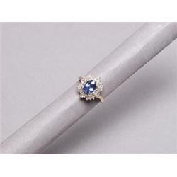 14K Gold Ring Set with Ceycon Sapphire & Diamonds