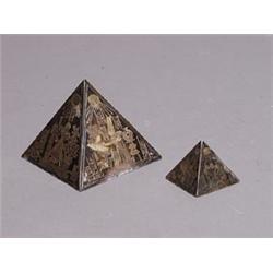 Two Egyptian revival Silver & Gilt Metal Pyramids