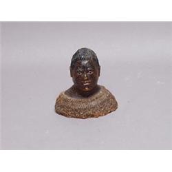 Rare Maori Carved Amber Gum Figure With Tatoo Face