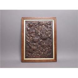 19th C. Persian Chased & Repoussed Copper Panel
