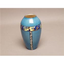 Blue Czech Art Deco Ceramic Vase