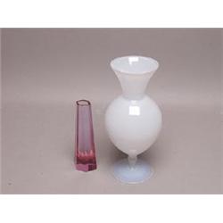 Antique Opaline Glass Vase & Violet Crystal Vase