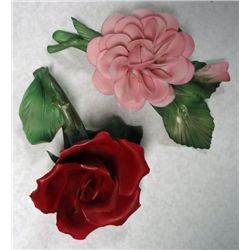Lot of 2 pcs. Capodimonte Rose "American Beauty" and Franklin Mint ,