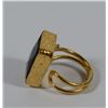 Image 2 : GENUINE BLACK ONYX ADJUSTABLE RING, GOLD TONE ALLOY METAL-NEW-