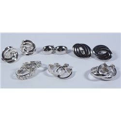6-PAIR MONET SILVER TONED CLIP ON EARRINGS