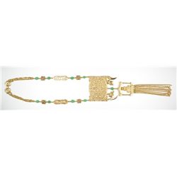 Vintage Buddha, Elephant, Faux Jade Costume Jewelry Necklace, Excellent Cond.