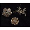 Image 2 : Vintage Lot of Three Unsigned Rhinestone Brooches - Bling! Bling! Bling!