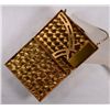 Image 2 : Vintage Gold Tone Metal Compact Purse with fabric slipcase