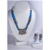 Image 1 : BLUE BEADED / METAL NECKLACE with EARRINGS
