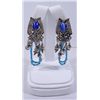 Image 3 : BLUE BEADED / METAL NECKLACE with EARRINGS