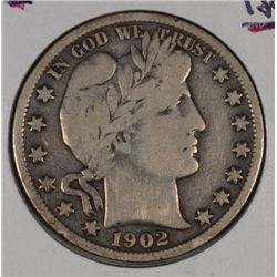 1902 BARBER HALF DOLLAR VF