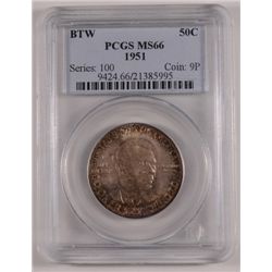 1951 BOOKER T WASHINGTON COMMEM HALF DOLLAR PCGS MS66