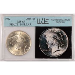1922 PEACE SILVER DOLLAR, INS MS-65 GEM WHITE!