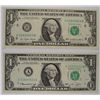 Image 1 : 1974&1977 Federal Reserve Notes With the same radar numbers very rare CU's