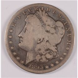 1893-S MORGAN SILVER DOLLAR, VG  THE "KEY" OF THE MORGANS!