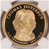 Image 2 : 2007-S THIRD PRESIDENT THOMAS JEFFERSON DOLLAR, NGC PROOF-70 ULTRA CAMEO