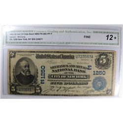 1902 $5 National New York,NY #1250 CGA 12*