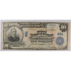1902 $10 National Alexandria, VA #651 Fine