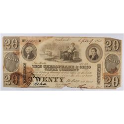 1840 $20 Chesapeake & Ohio Canal Co. AG