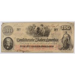 1862 $100 Confederate States Of America AU