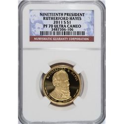 2011-S NINETEENTH PRESIDENT RUTHERFORD  HAYES DOLLAR, NGC  PROOF-70 ULTRA CAMEO