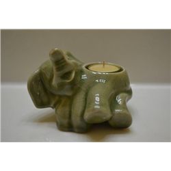 THAILAND-CELEDON ELEPHANT W/ T-LIGHT HOLDER